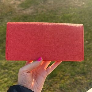 Longchamp Coral Pink Textured Leather Continental Wallet